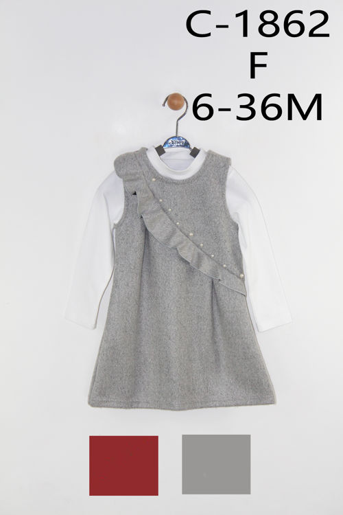 Picture of C1862- GIRLS BABIES WINTER THERMAL DRESS AND TOP 2 PCS SET